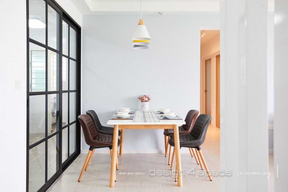 Scandinavian Dining Room with Cove Lighting and Dining Table