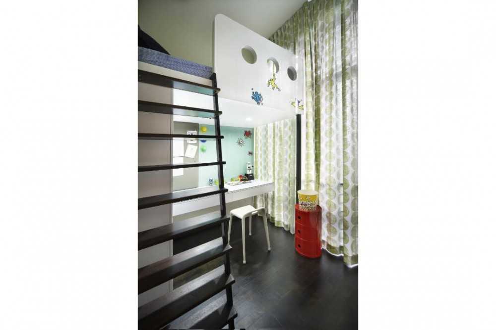 Eclectic Mezzanine with Bed and Bunk Bed