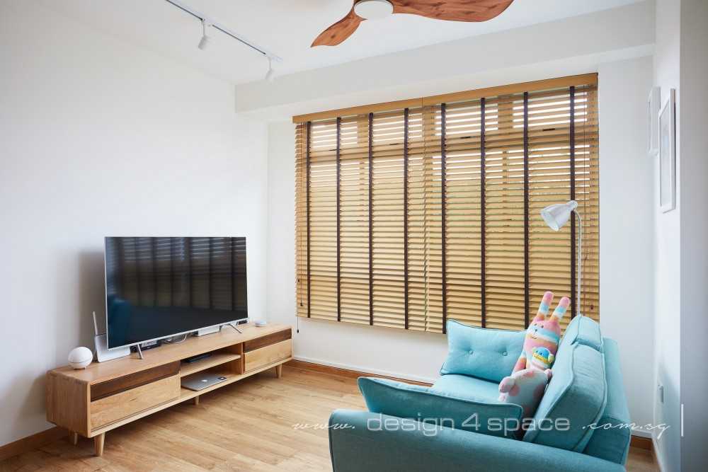 Scandinavian Living Room with TV Console and Feature Wall