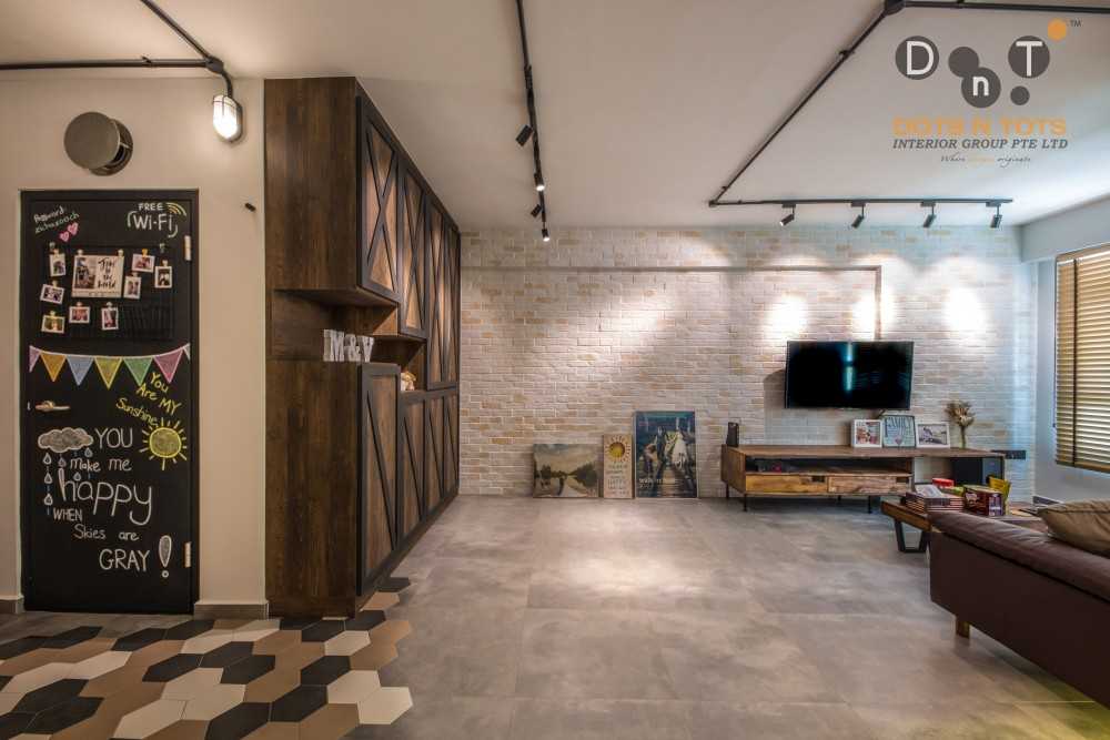 Industrial Living Room with TV Console and Sofa