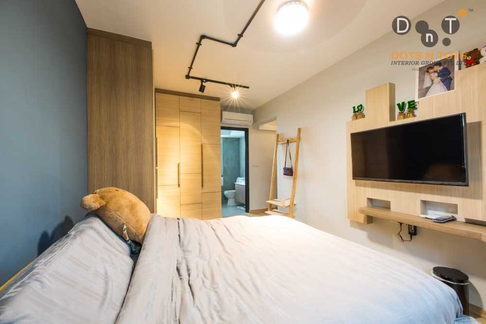 Industrial Bedroom with Platform Bed and Vinyl Flooring