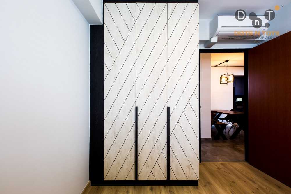 Industrial Bedroom with Vinyl Flooring and Wardrobe