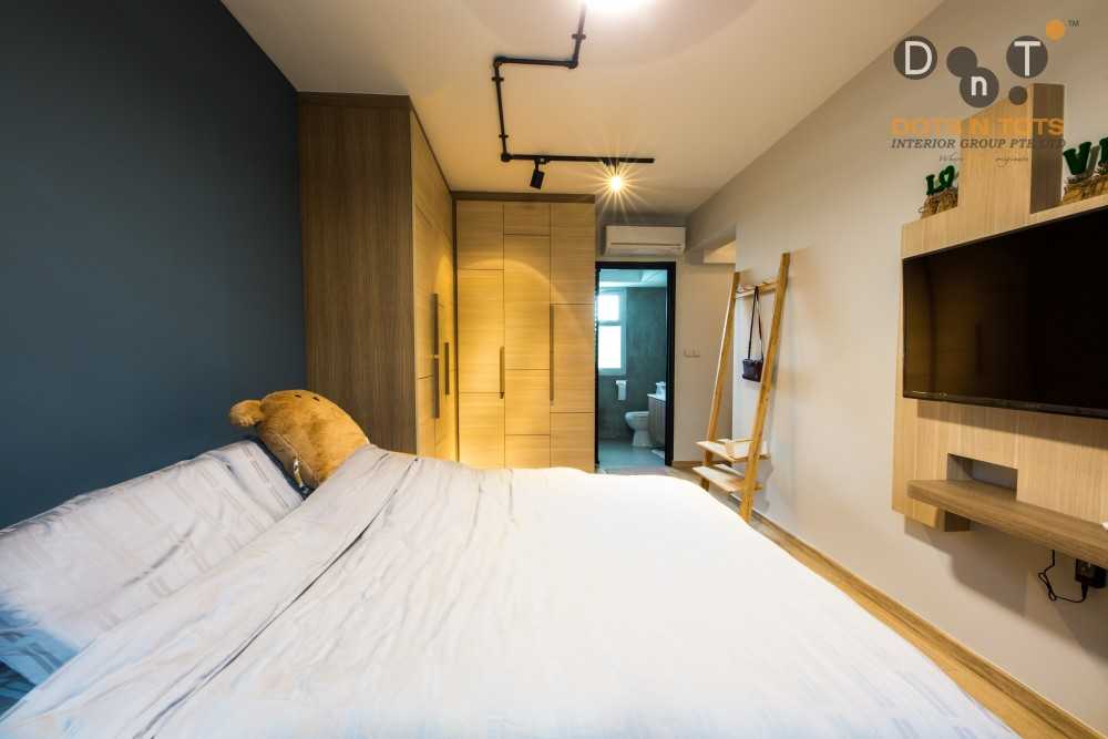Industrial Bedroom with Homogeneous Tiles and Wardrobe