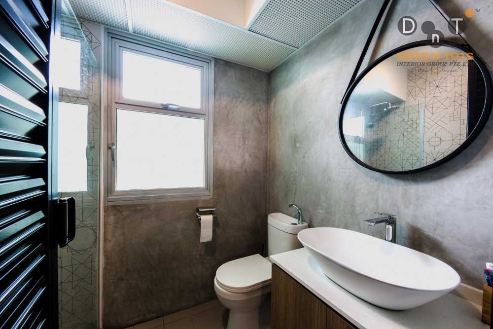 Industrial Bathroom with Mirror and Shower Screen