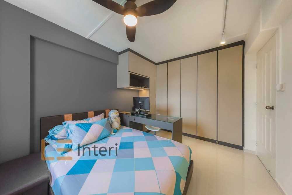 Contemporary Bedroom with Wardrobe and Bedside Table