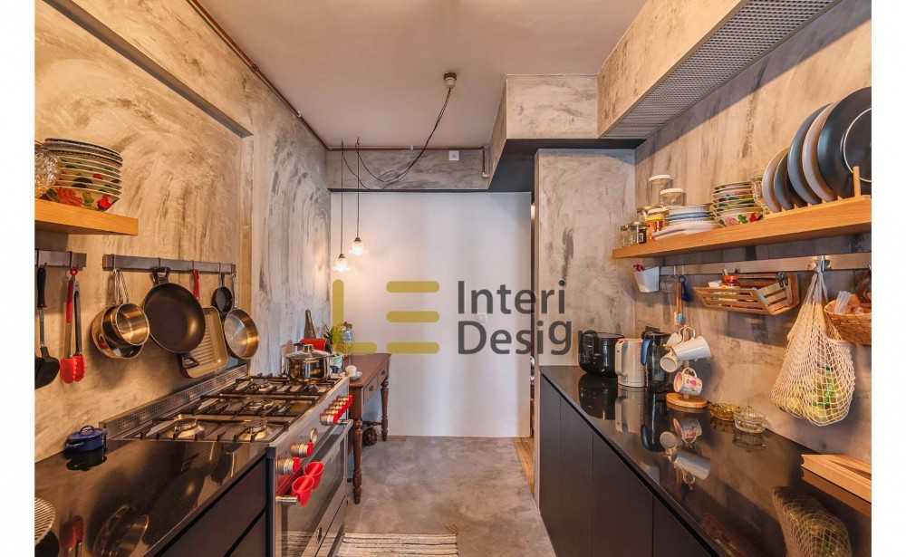 Eclectic Kitchen with Cement Floor and Kitchen Backsplash