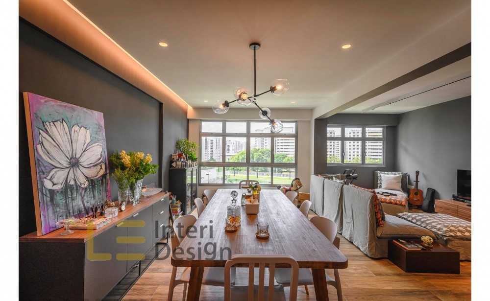 Eclectic Dining Room with Cove Lighting and Drop Ceiling