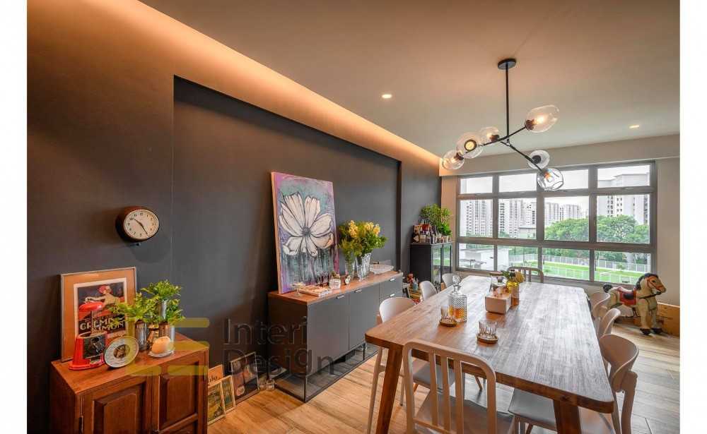 Eclectic Dining Room with Cove Lighting and Chandelier