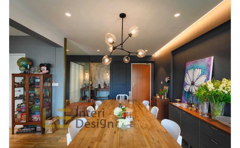 Eclectic Dining Room with Drop Ceiling and Downlights