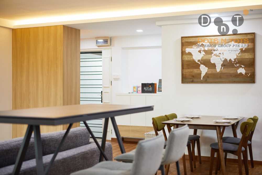 Scandinavian Dining Room with Downlights and Dining Table