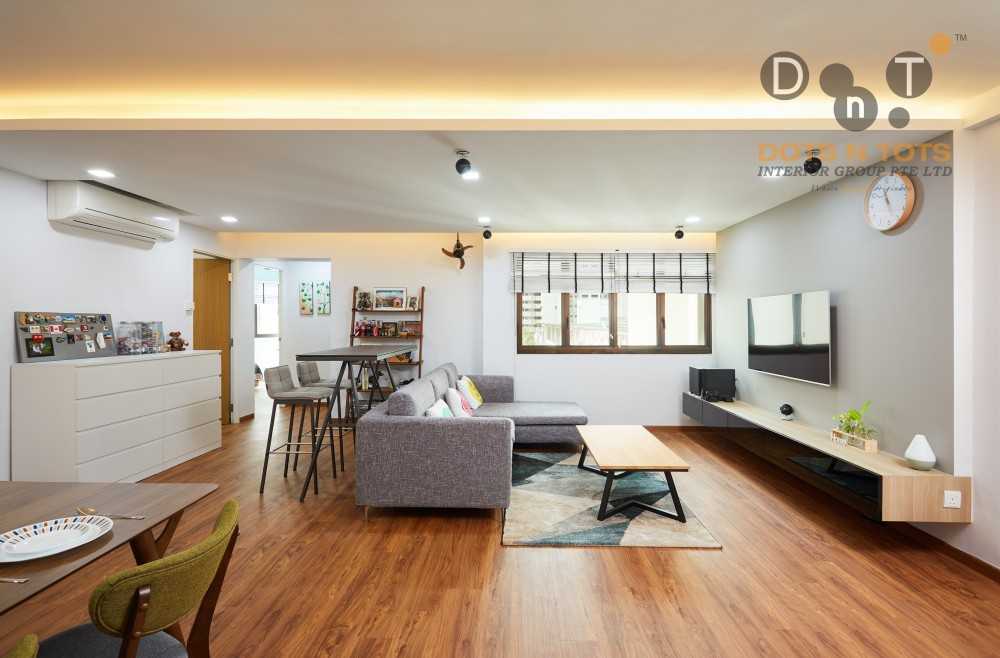 Scandinavian Living Room with Vinyl Flooring and Granite Floor