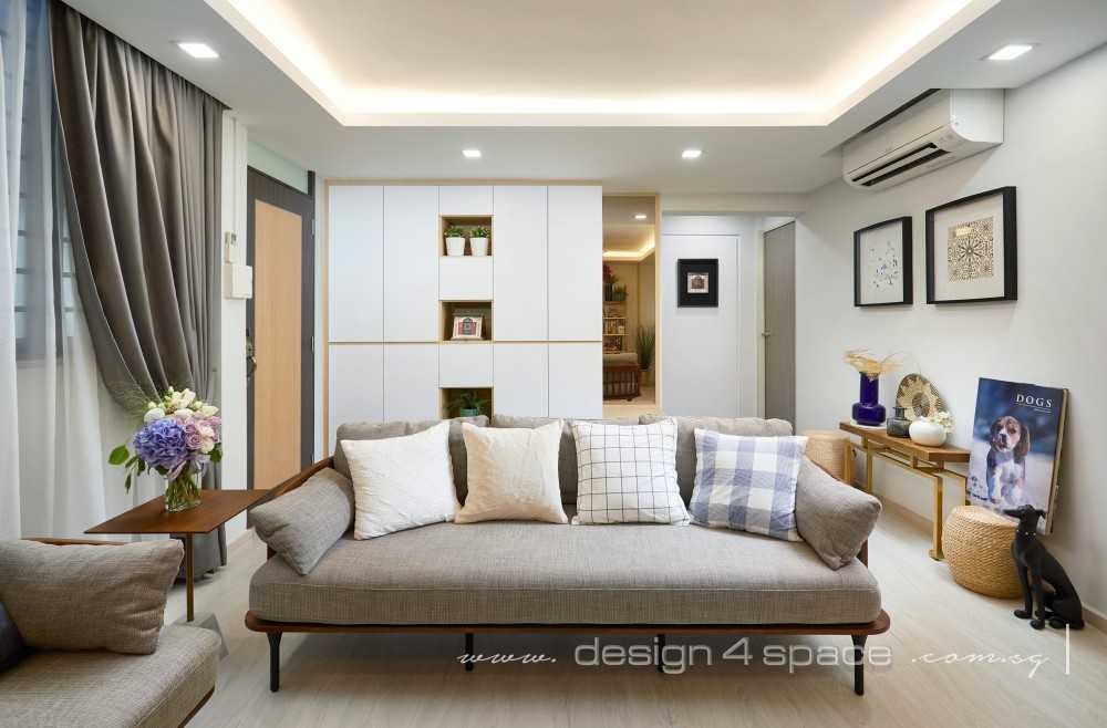 Scandinavian Living Room with Feature Wall and Drop Ceiling