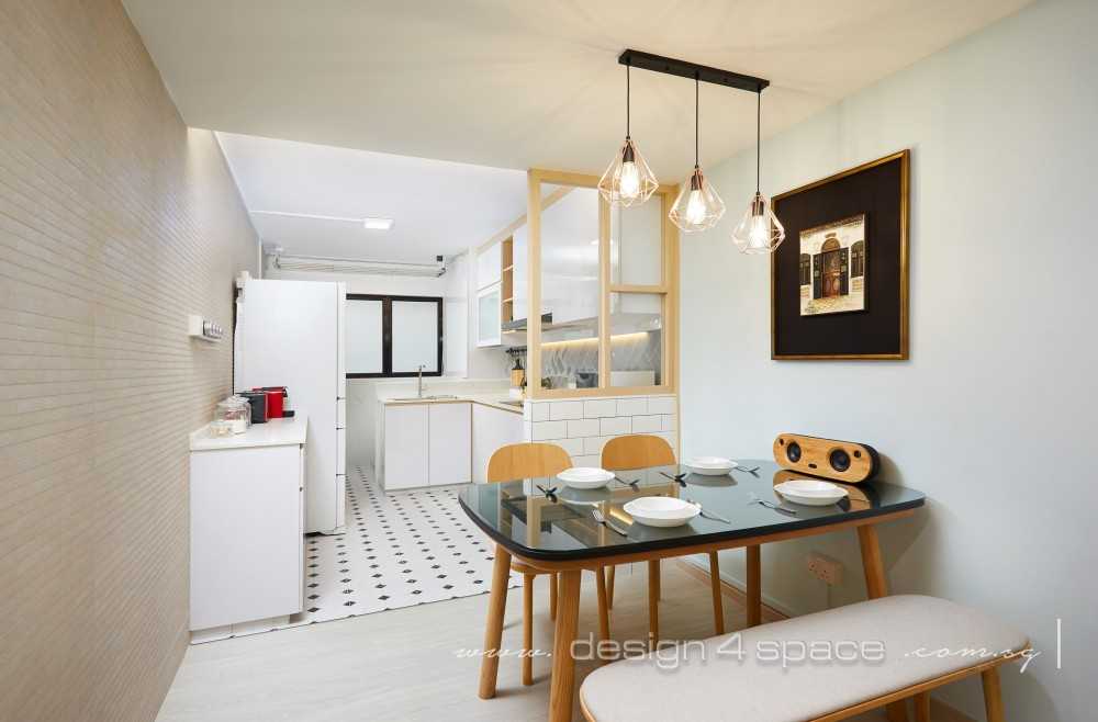 Scandinavian Dining Room with Drop Light and Dining Table