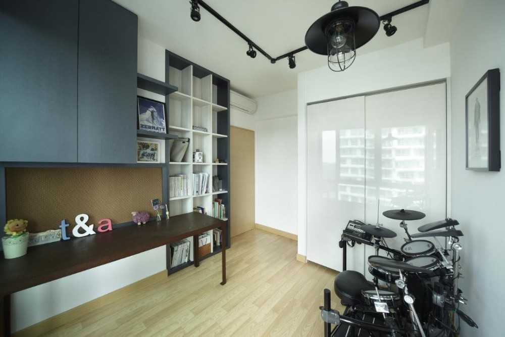 Scandinavian Study with Desk and Open Storage