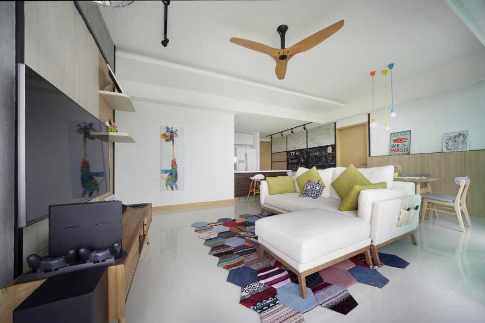 Scandinavian Living Room with TV Console and Sofa