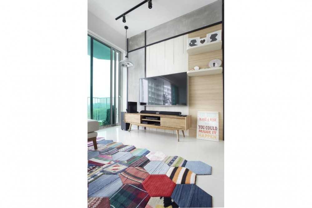 Scandinavian Living Room with TV Console and TV