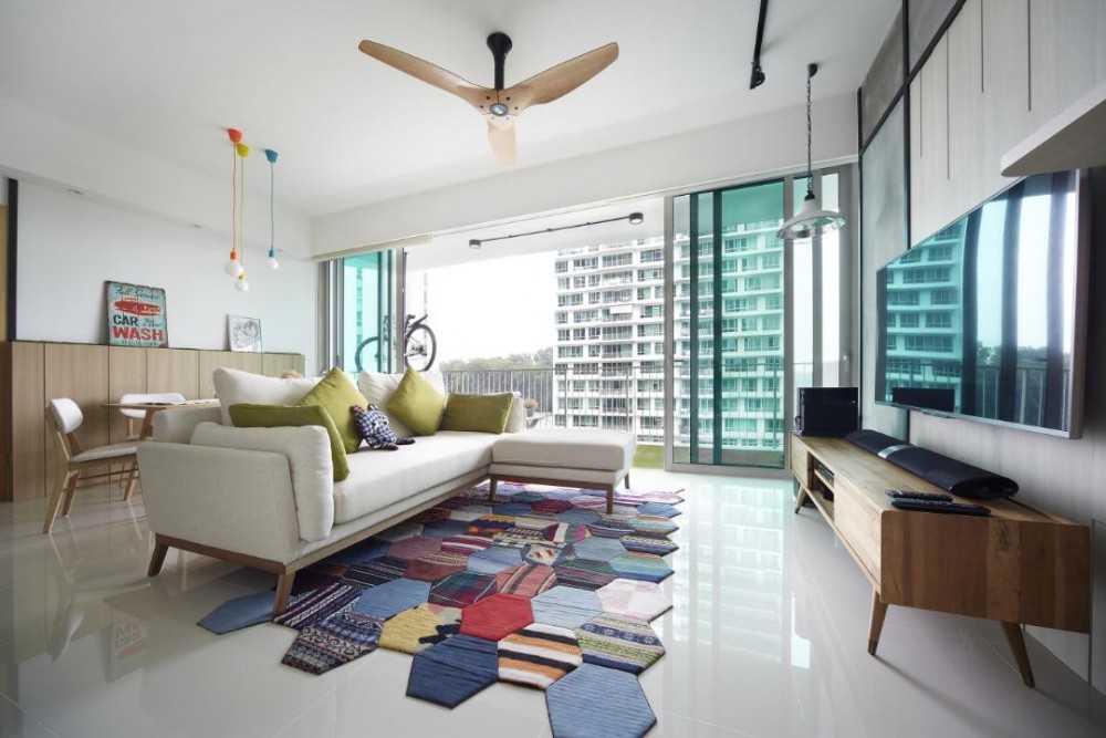 Scandinavian Living Room with Sofa and Ottoman