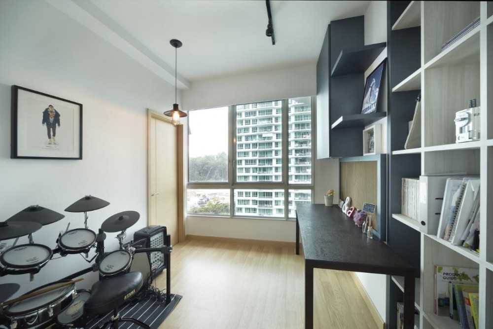 Scandinavian Study with Desk and Open Storage