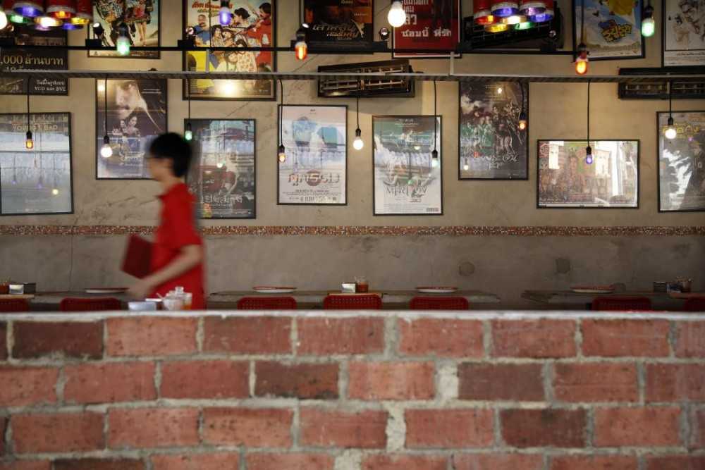 Vintage Restaurant with Feature Wall and Drop Light
