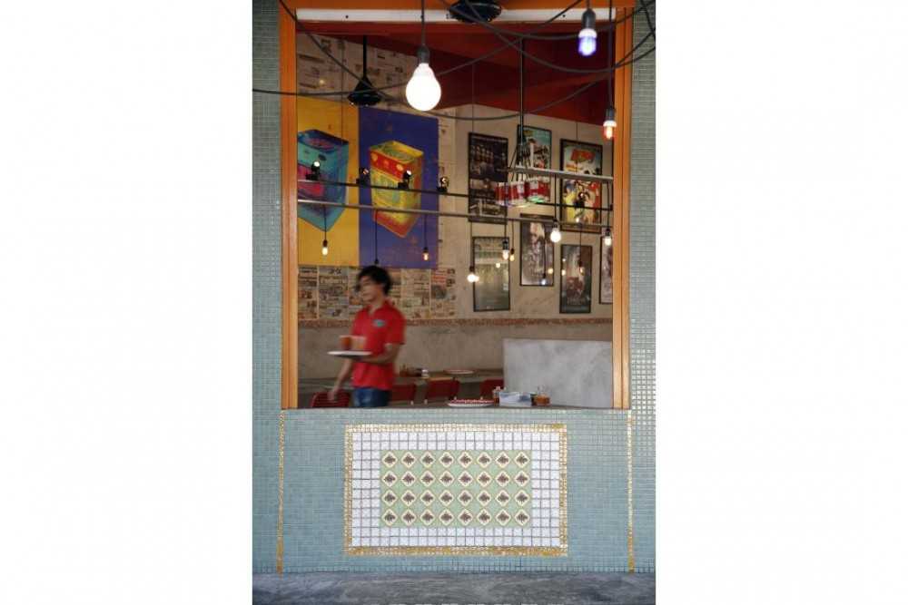 Vintage Restaurant with Drop Light and Artwork