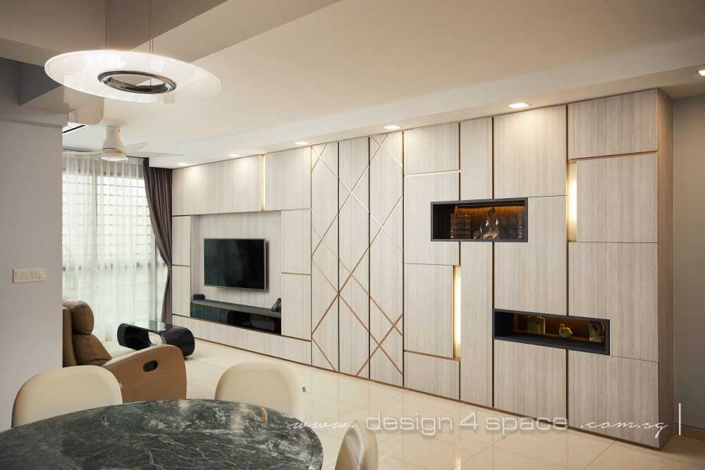Contemporary Living Room with TV Console and Feature Wall