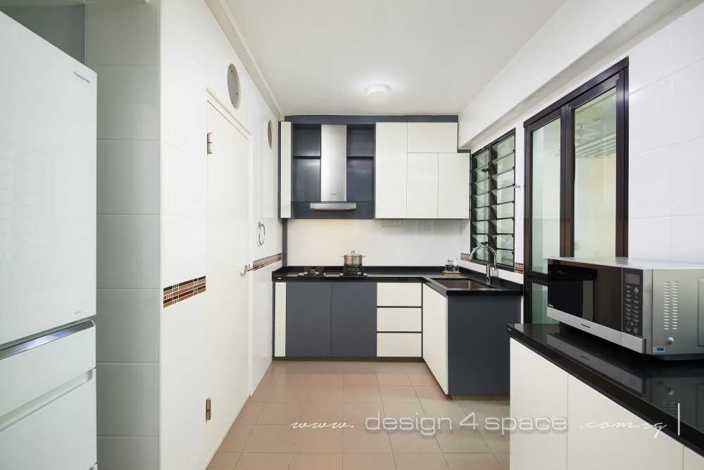 Contemporary Kitchen with Homogeneous Tiles and Kitchen Window