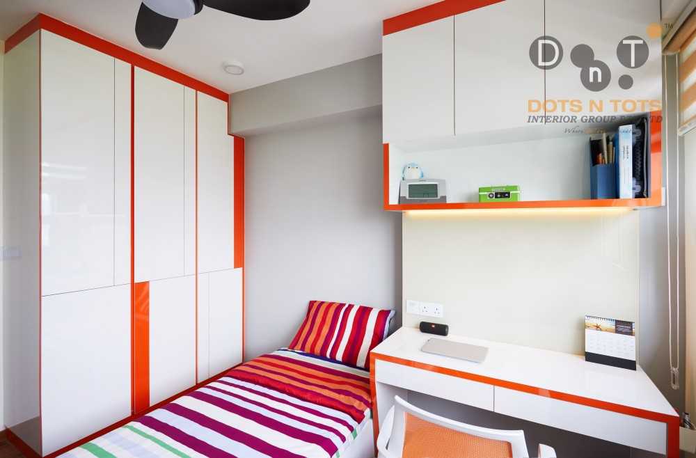 Asian Bedroom with Platform Bed and Wood Flooring