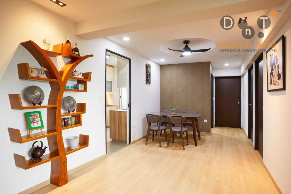Asian Dining Room with Drop Ceiling and Dining Table