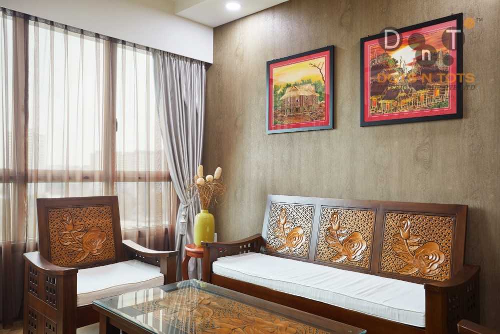 Asian Living Room with TV Console and Sofa
