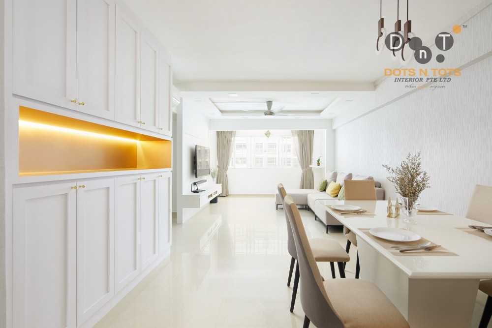 Modern Living Room with Homogeneous Tiles and TV Console