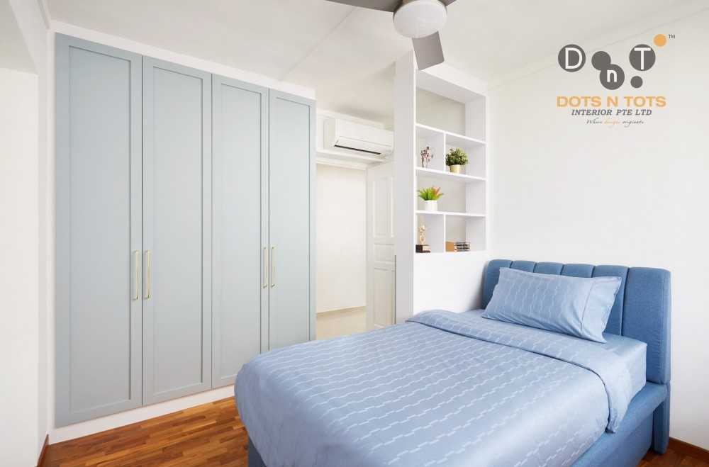 Modern Bedroom with Wood Flooring and Built-in Bed