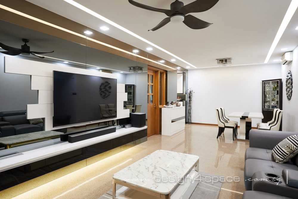 Modern Living Room with Wood Flooring and TV Console