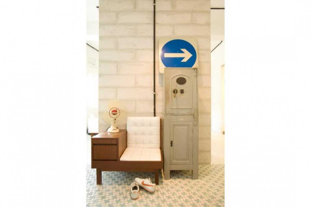 Eclectic Entryway with Seating Bench and Shoe Cabinets