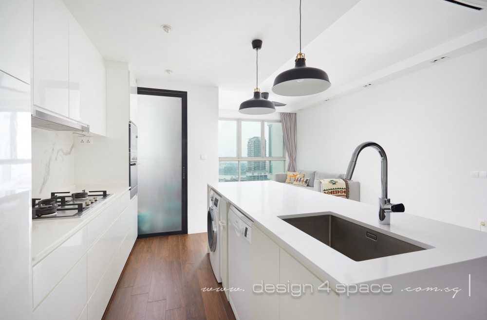 Minimalist Kitchen with Kitchen Island and Open Kitchen