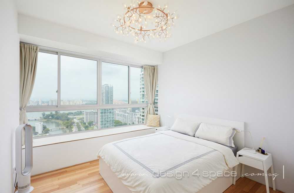 Minimalist Bedroom with Built-in Bed and Chandelier