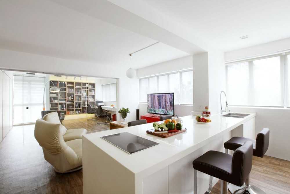 Modern Kitchen with Kitchen Island and Bar Stool