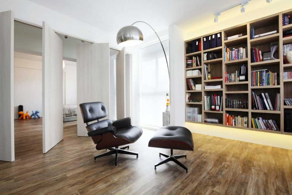 Modern Study with Armchairs and Ottoman