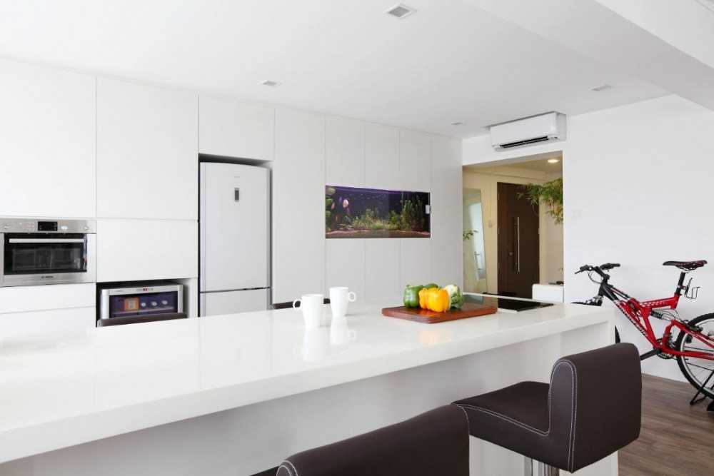 Modern Kitchen with Bar Counter and Bar Stool