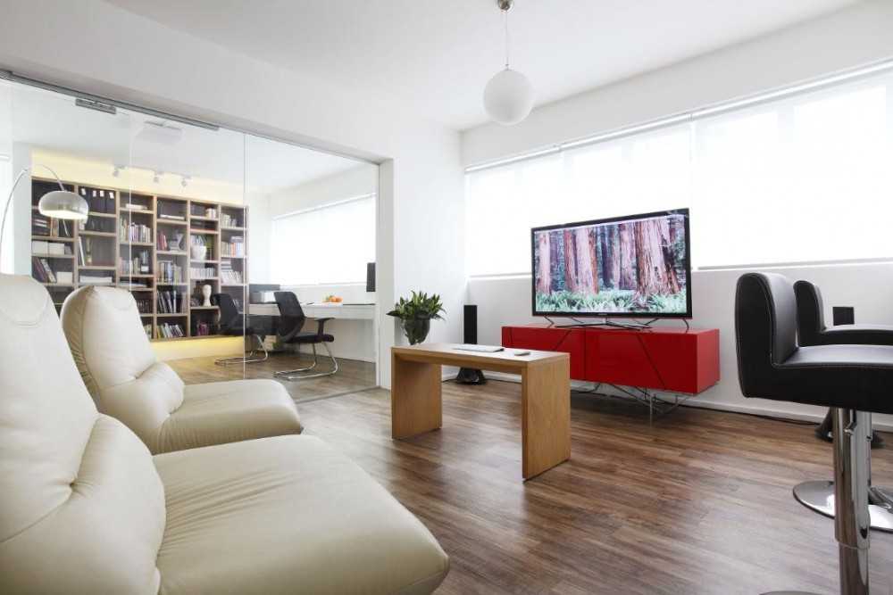 Modern Living Room with Armchairs and TV