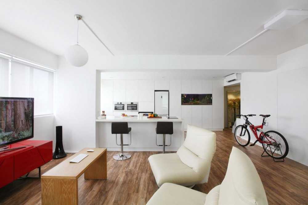 Modern Living Room with Wood Flooring and Armchairs
