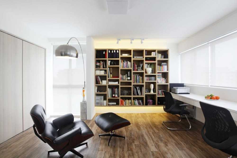 Modern Study with Bookshelf and Console Table