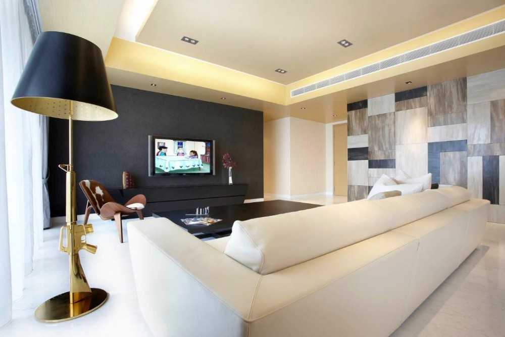 Modern Living Room with TV Console and Feature Wall