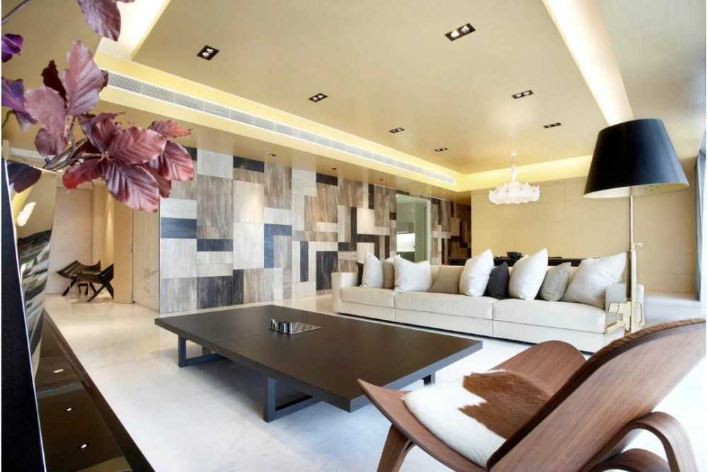 Modern Living Room with Feature Wall and Cove Lighting
