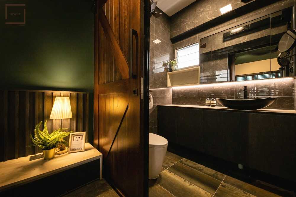 Industrial Bathroom with Mirror and Shower Screen