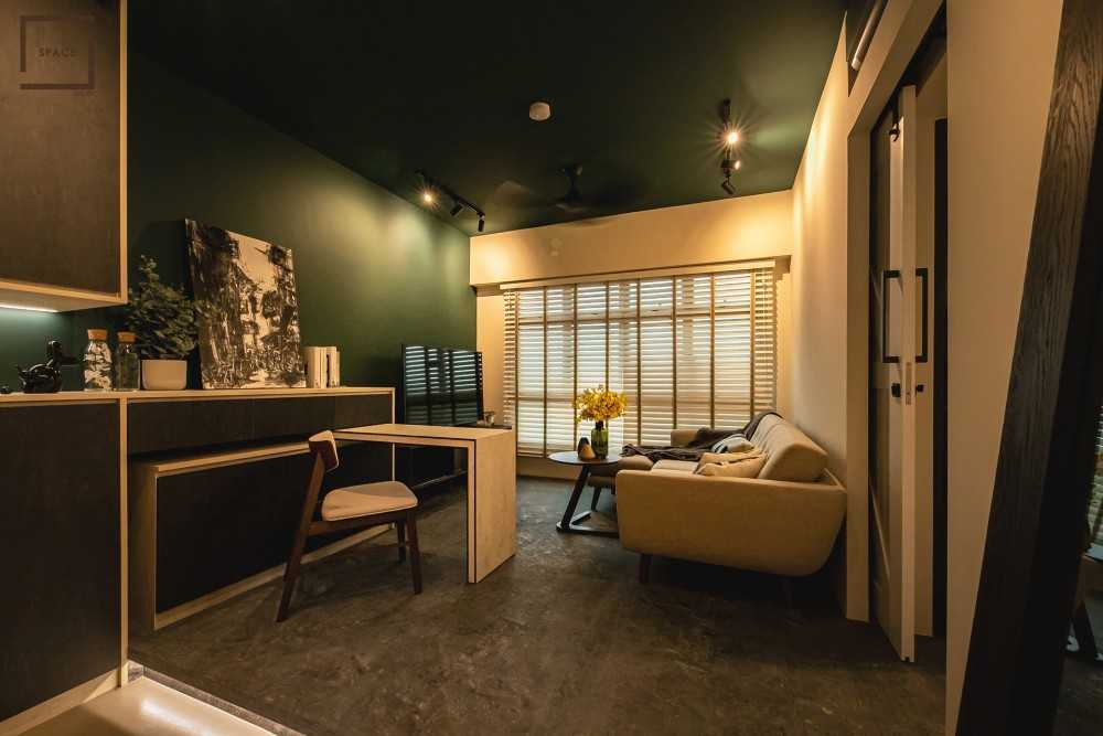 Industrial Living Room with TV Console and Sofa