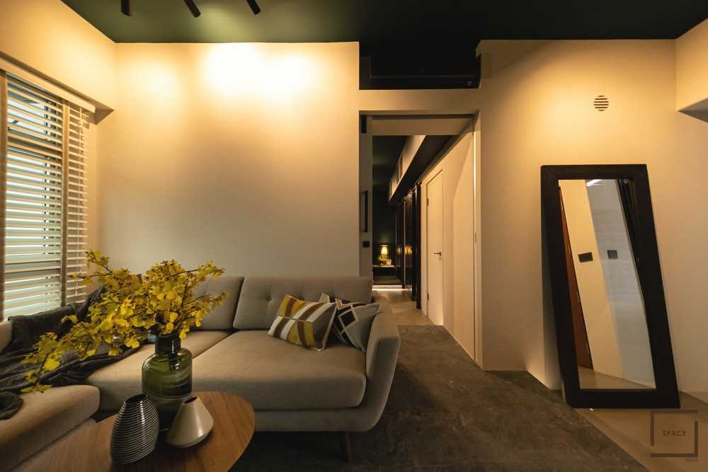 Industrial Living Room with TV Console and Drop Light