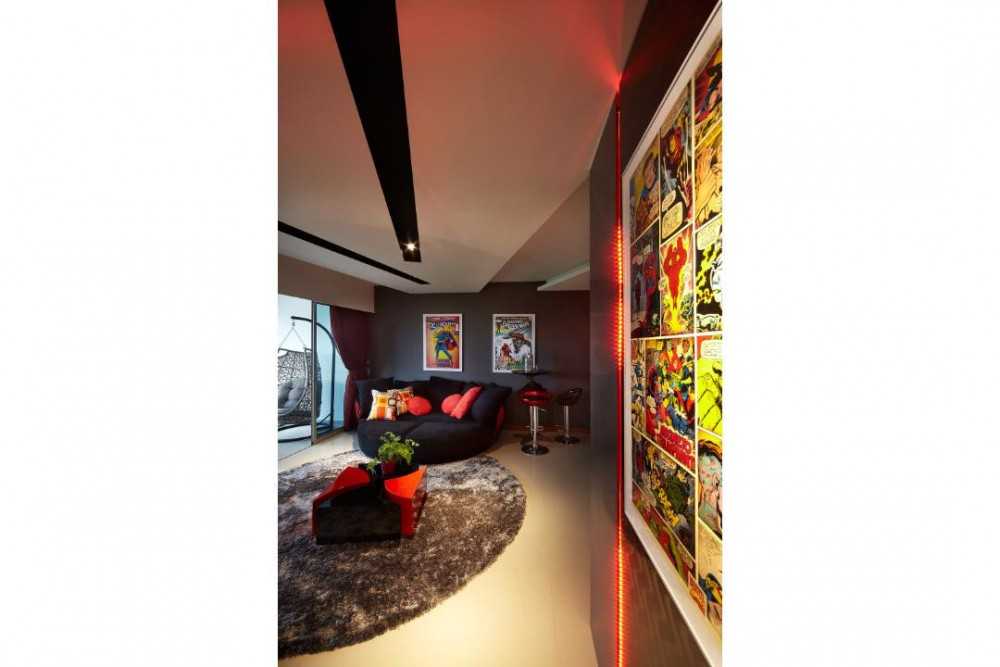 Eclectic Hallway with Artwork and Lighting