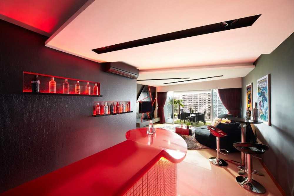 Eclectic Entryway with Bar Counter and Wine Storage