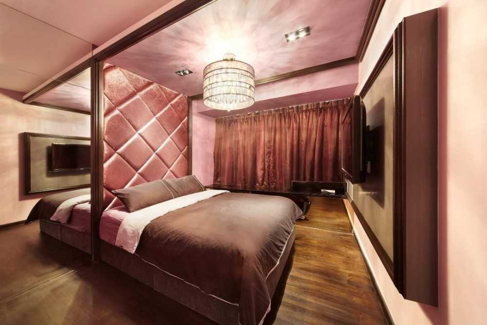 Eclectic Bedroom with Mirror and Chandelier