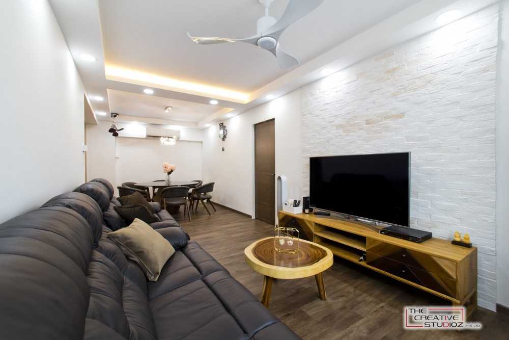 Modern Living Room with Vinyl Flooring and TV Console
